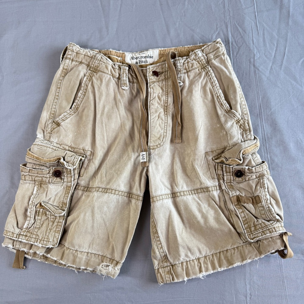 VINTAGE Abercrombie & Fitch Cargo 32 Mens Distressed Paratrooper Pockets Heavy - Picture 1 of 16